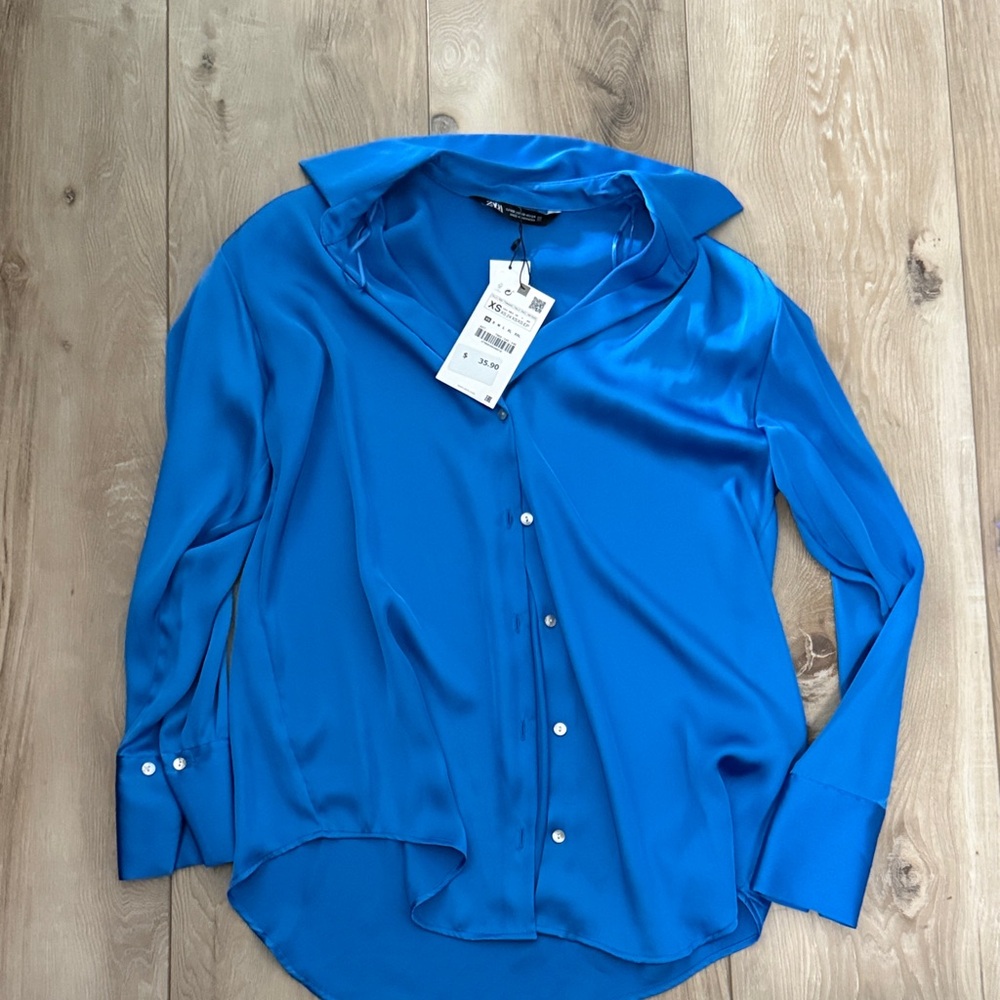 Zara Vibrant Blue Button Down Shirt